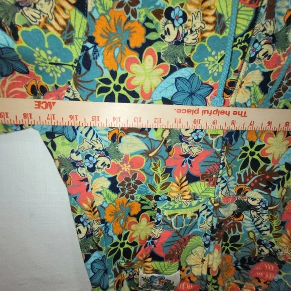 Walt Disney World Minnie Mouse Hawaiian Floral Colorful Hoodie Sweatshirt Medium - Picture 7 of 14